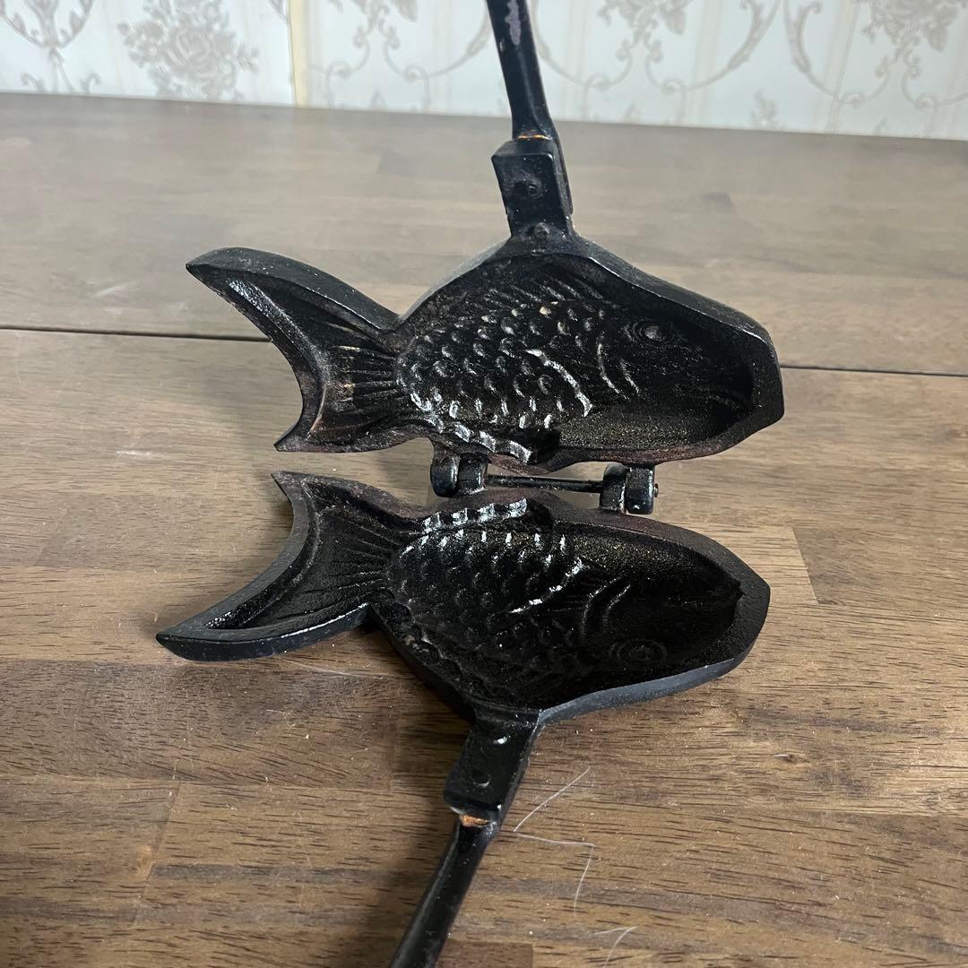 【アンティーク】南部鉄器 盛栄堂 及源鋳造 一丁焼きたい焼器 古道具 古民具