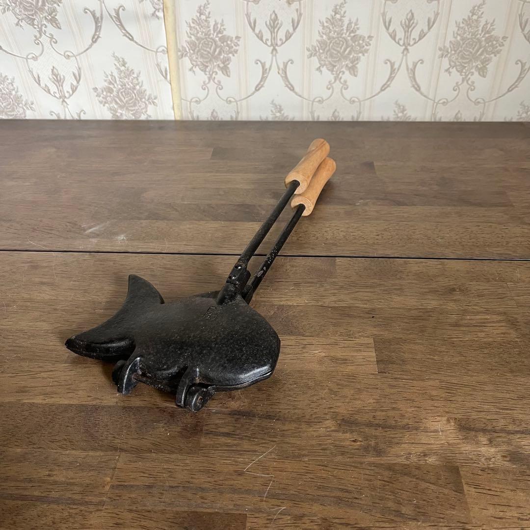 【アンティーク】南部鉄器 盛栄堂 及源鋳造 一丁焼きたい焼器 古道具 古民具