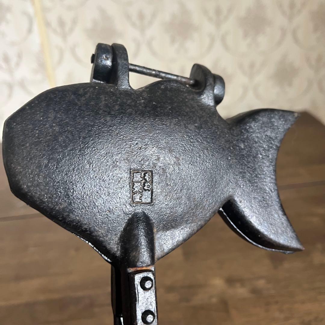 【アンティーク】南部鉄器 盛栄堂 及源鋳造 一丁焼きたい焼器 古道具 古民具