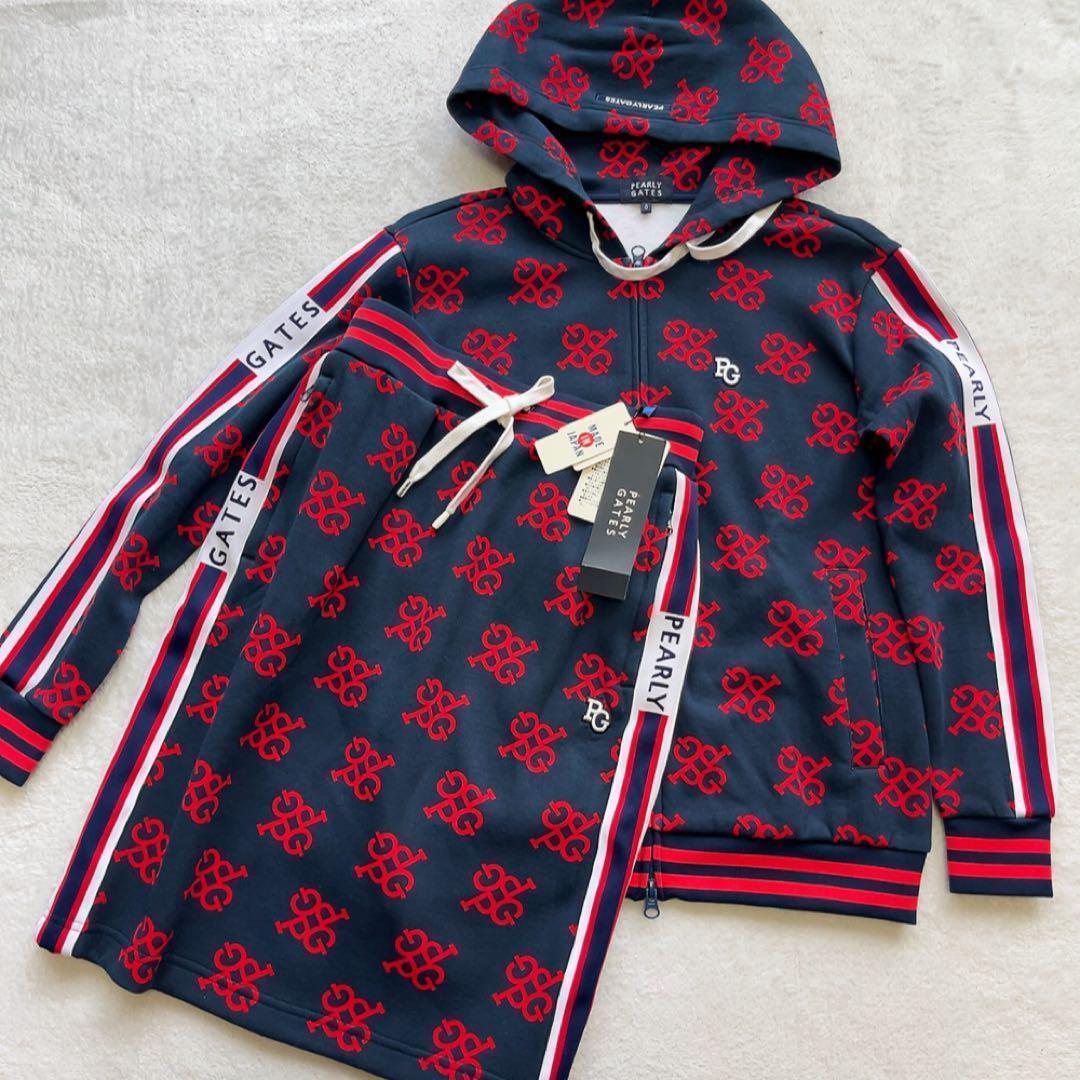 極美品　パーリーゲイツ　セットアップ　モノグラム　総柄　スウェット　パーカー