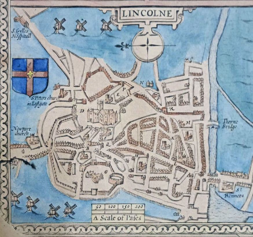 大型作品　西洋古地図　1676年 J. Speed「Lyncolne」