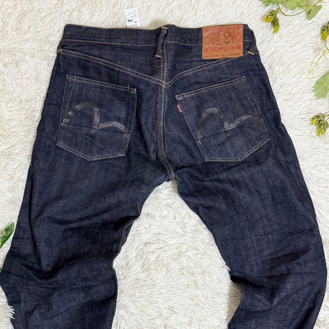 超美品　EVISU　ジーパン　黒ペイントカモメ　Ｖステッチ　赤耳　ボタンフライ