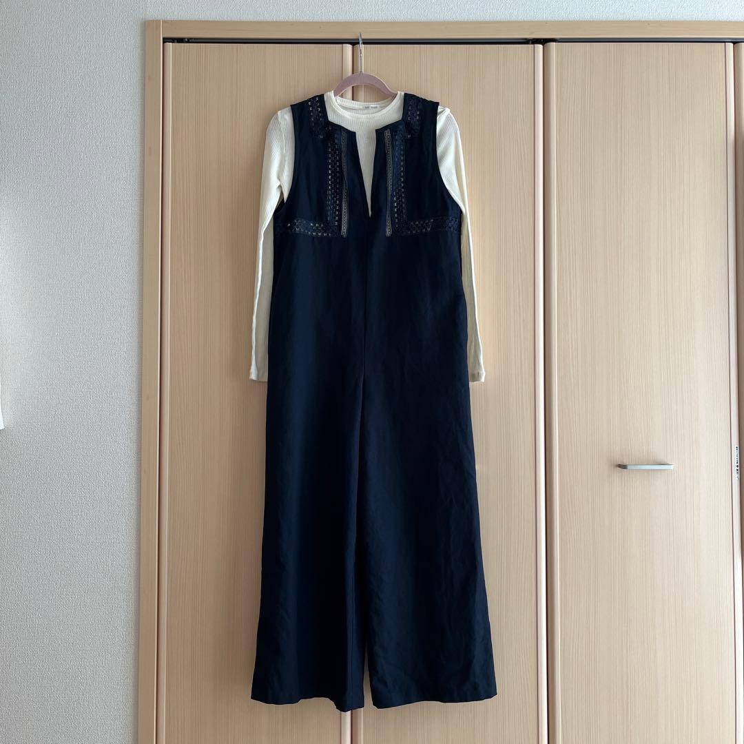 ネイビー Vネック サロペット Mサイズ ヌキテパ - メルカリ