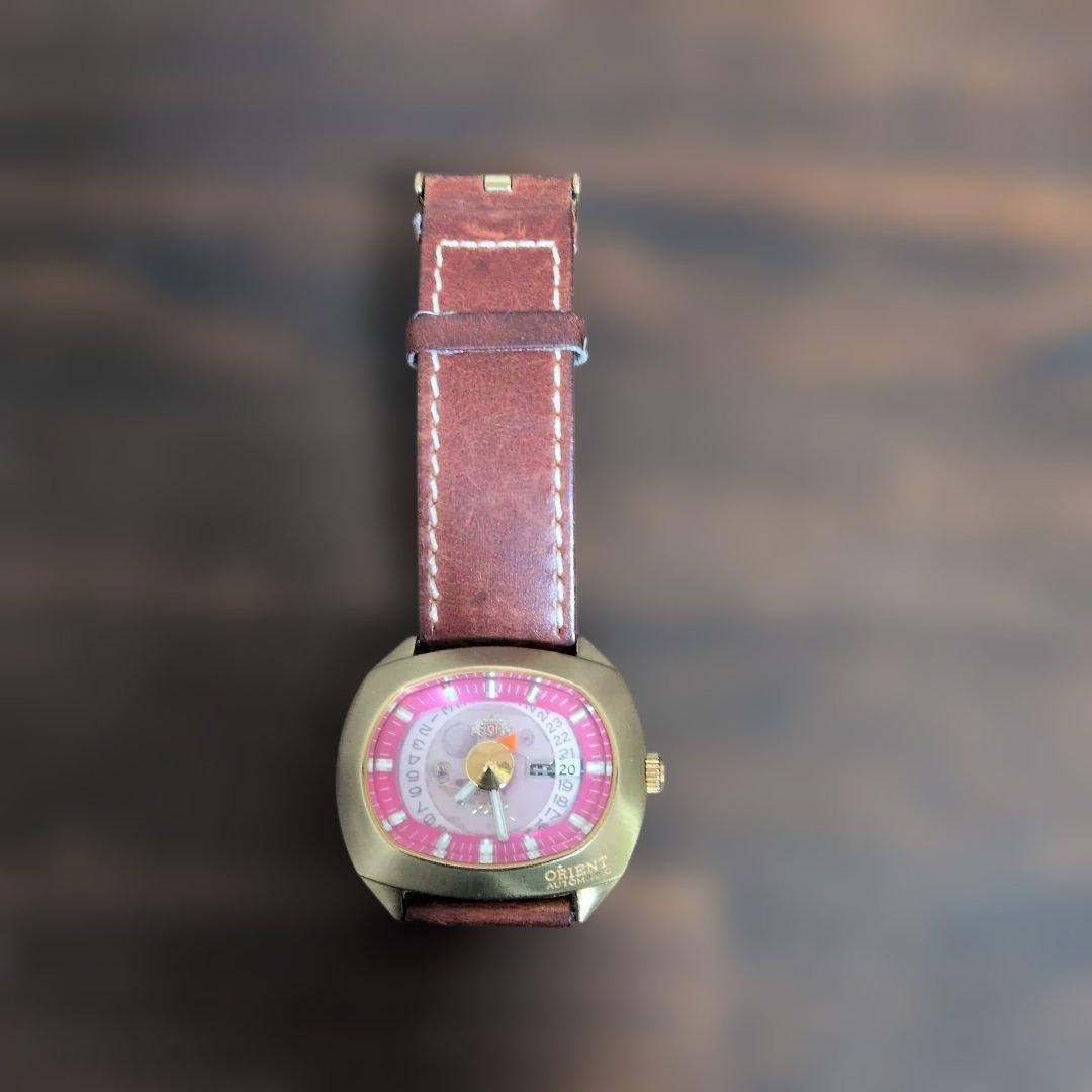 ORIENT スリースター 自動巻 ピンク 希少 - メルカリ