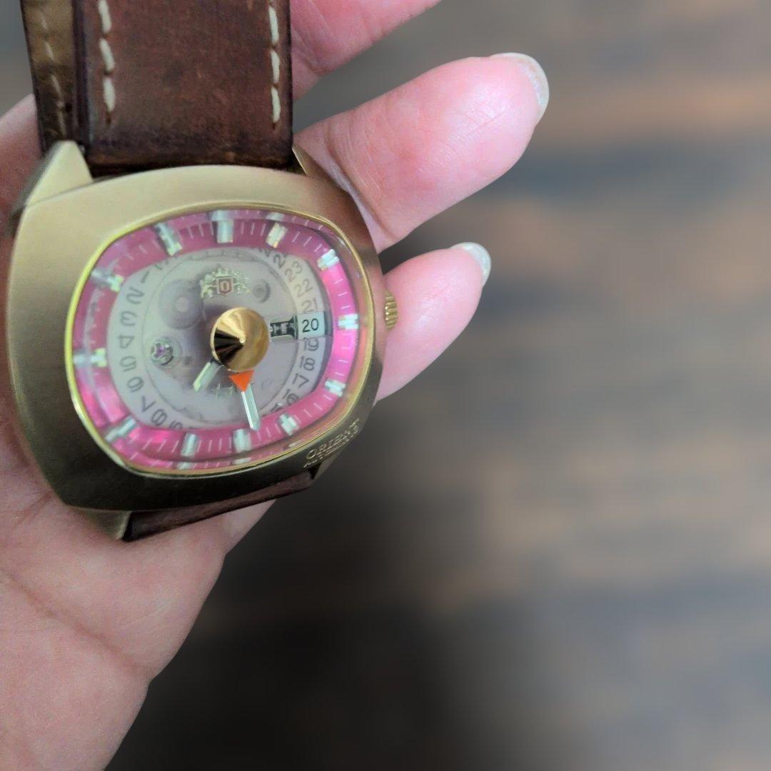 ORIENT スリースター 自動巻 ピンク 希少 - メルカリ