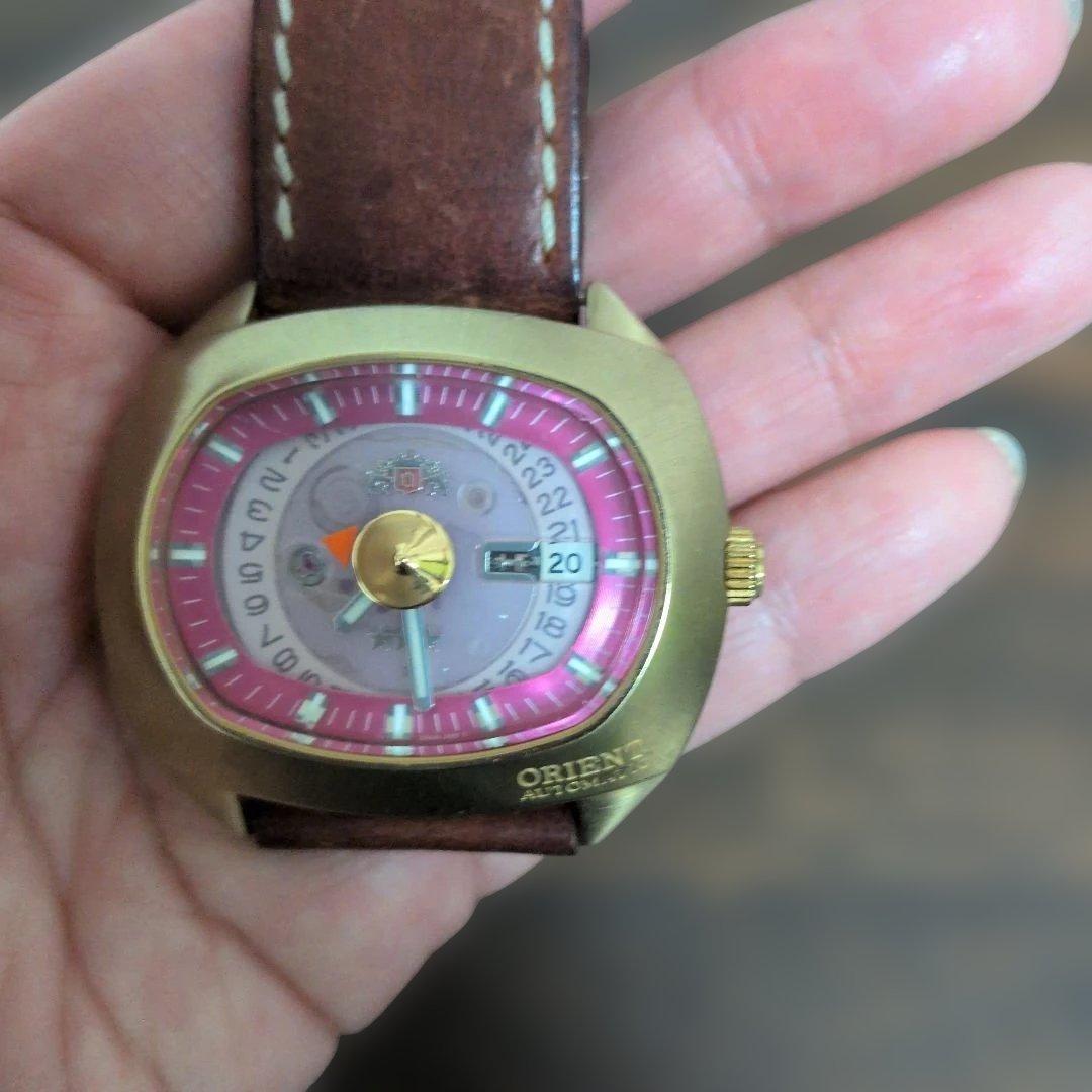 ORIENT スリースター 自動巻 ピンク 希少 - メルカリ