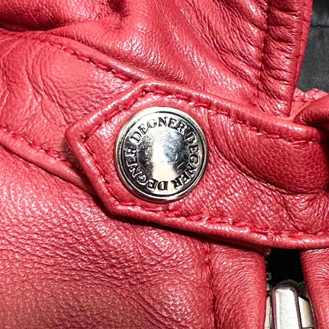 本革 美品✨】デグナー シングルライダースジャケット ラムレザー 赤