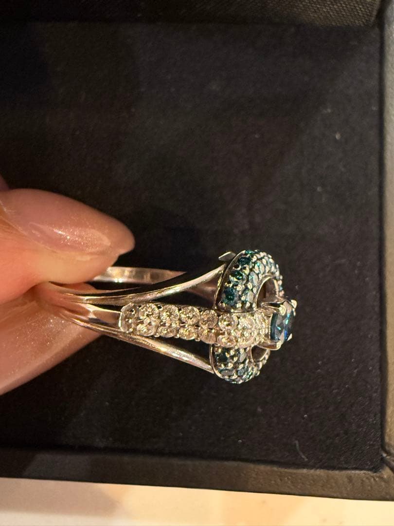 K14 ブルーダイヤモンド　デザイン　リング　12号