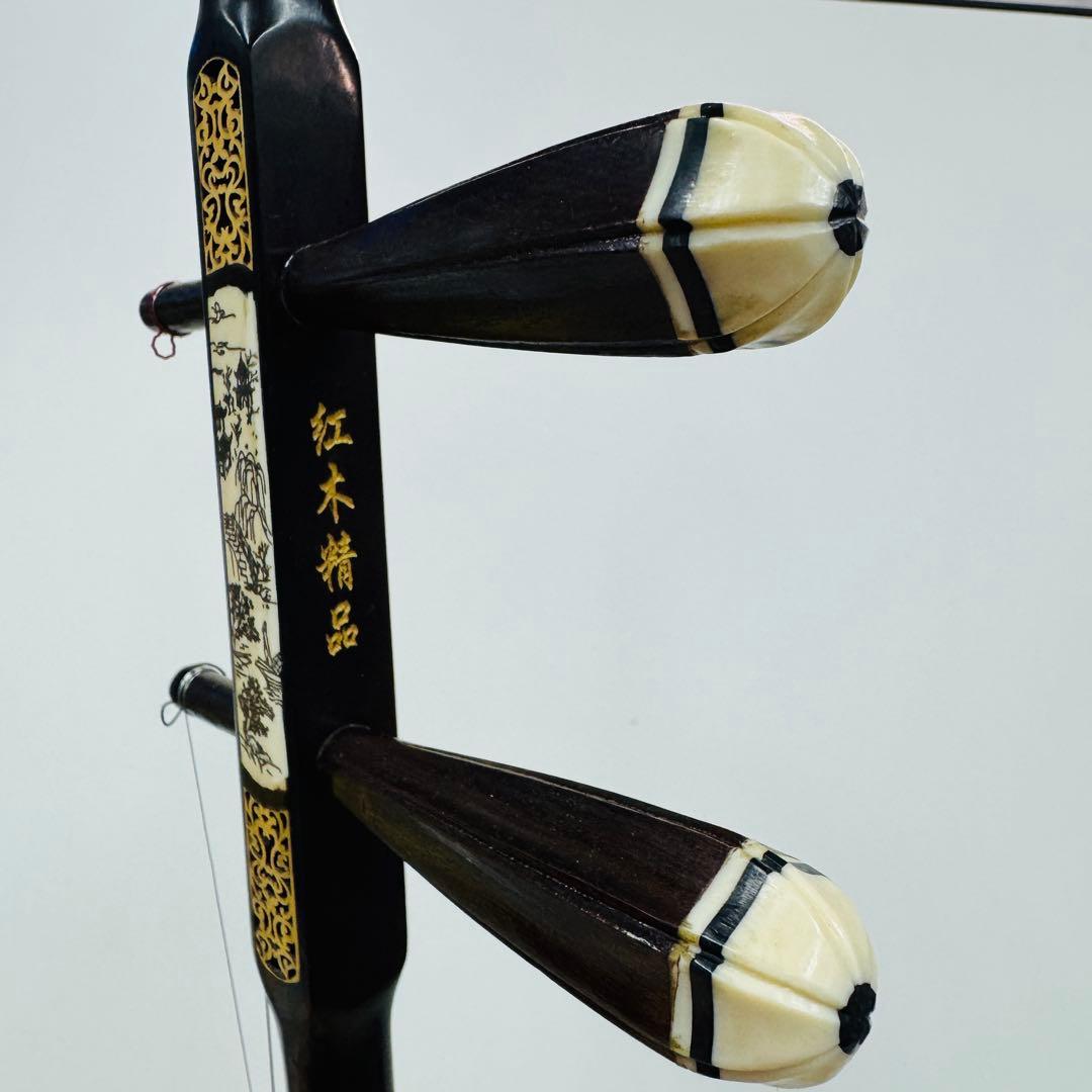 24時間以内発送 美品　蘇州　二胡　紅木　精品　万菊根制　蛇皮　ケース　弓