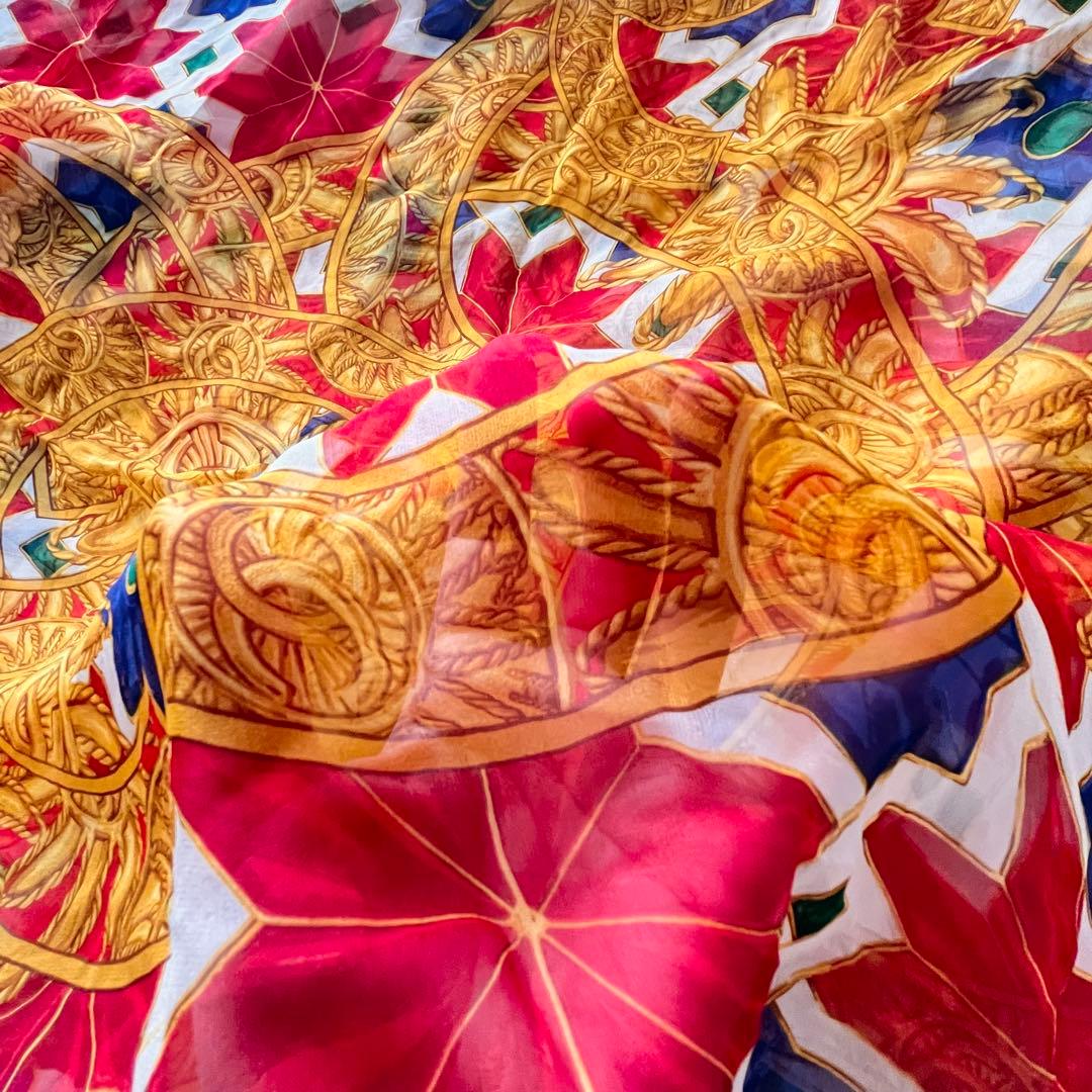 CHANEL 超大判シルク100%オーガンジースカーフ 138cm ヴィンテージ