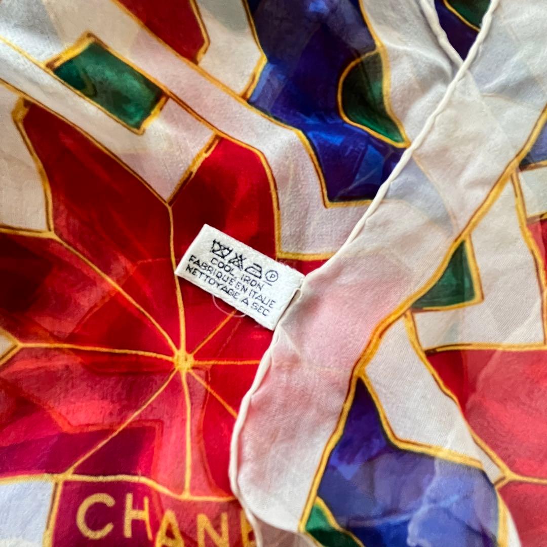 CHANEL 超大判シルク100%オーガンジースカーフ 138cm ヴィンテージ