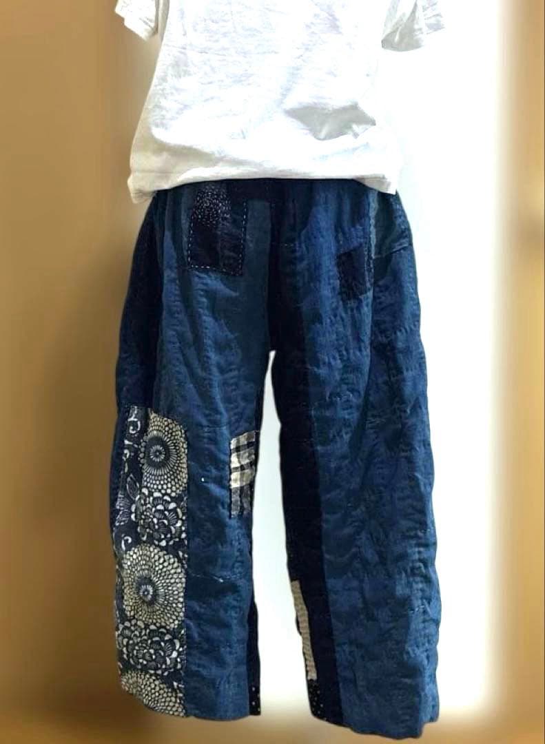 古布　秋待ち　貼り貼り、ちくちく、襤褸バルーンパンツ