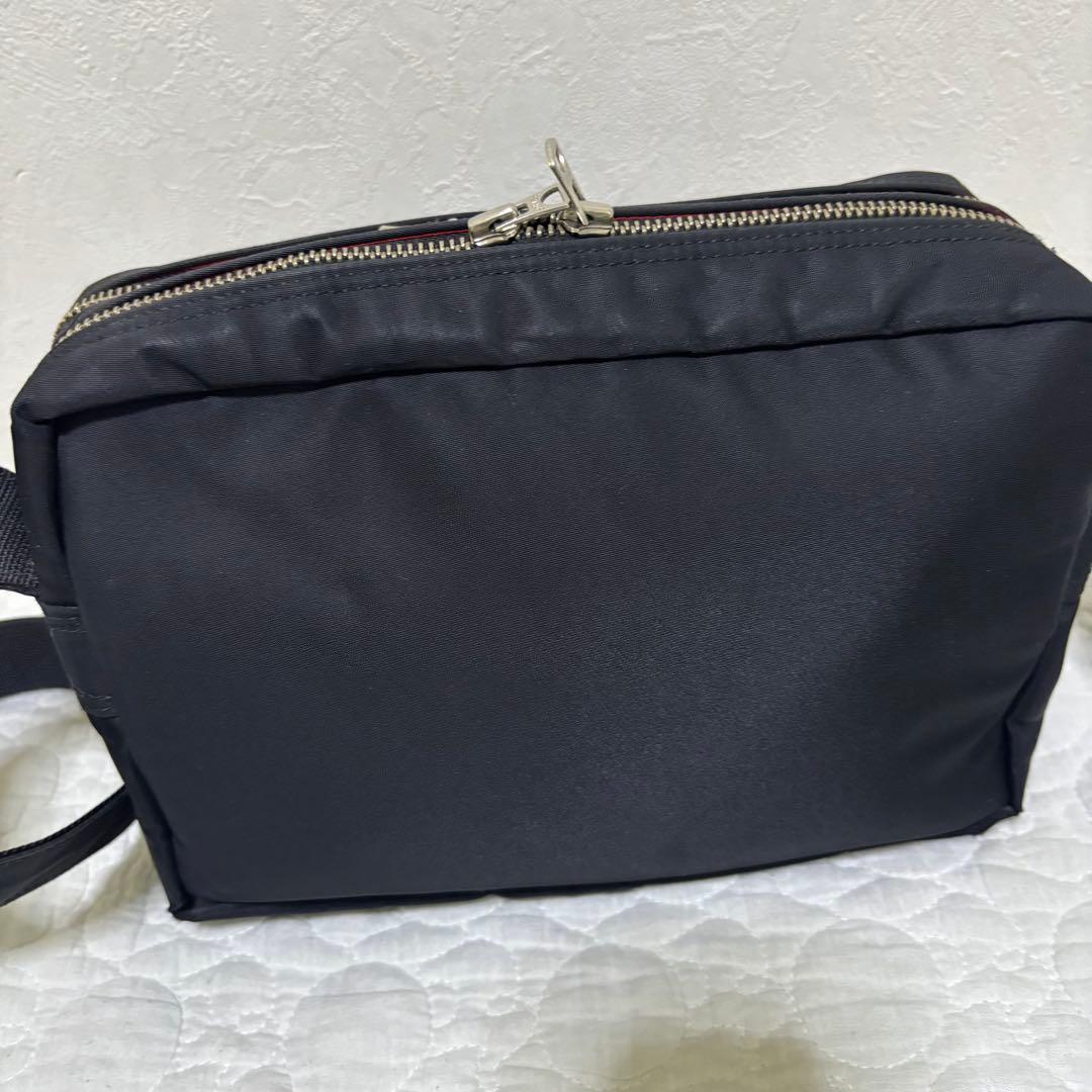 希少 ポーター エルファイン ショルダーバッグ 黒 赤 ナイロン 2層