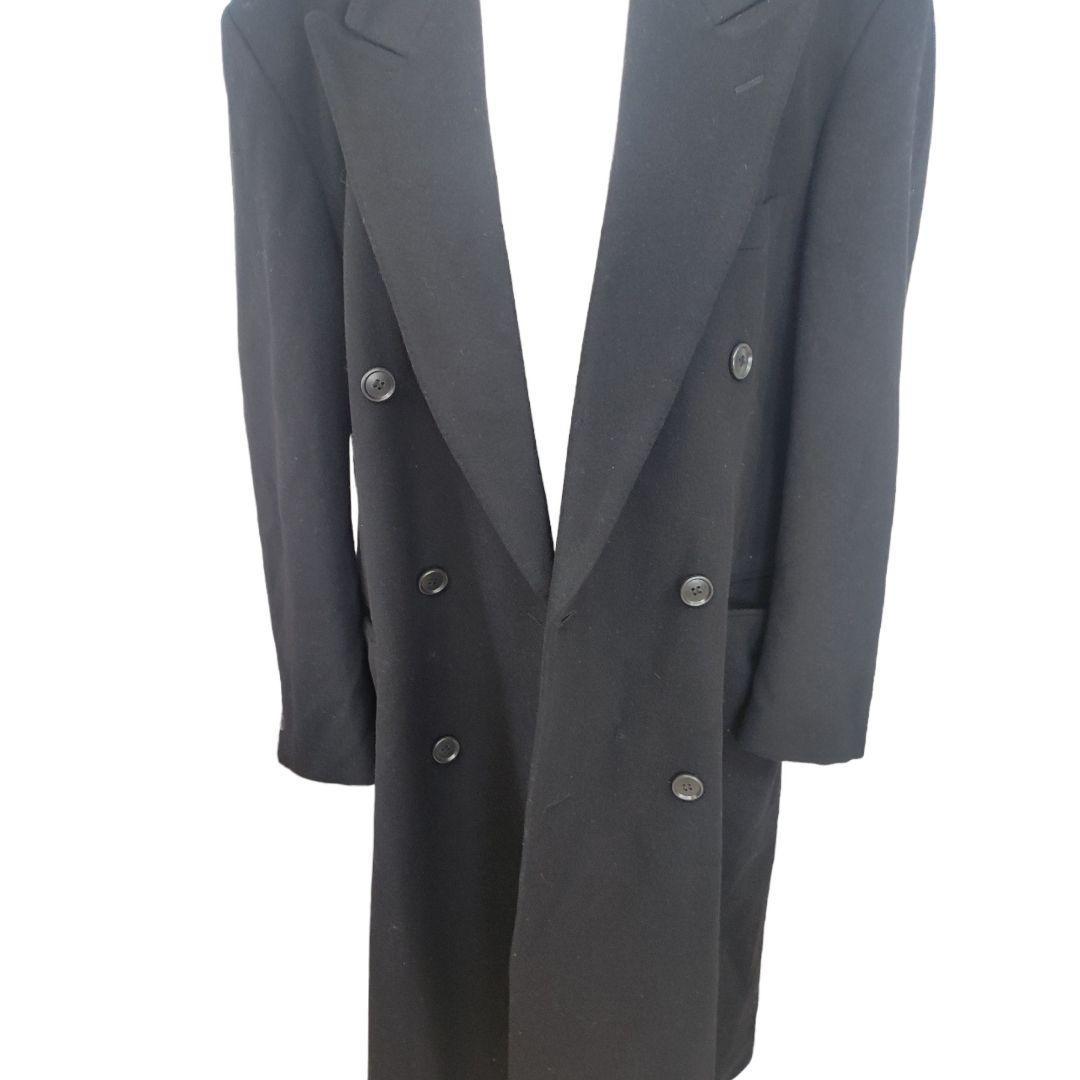 美品 LUCAS カシミヤ混チェスターコート ブラックストライプ