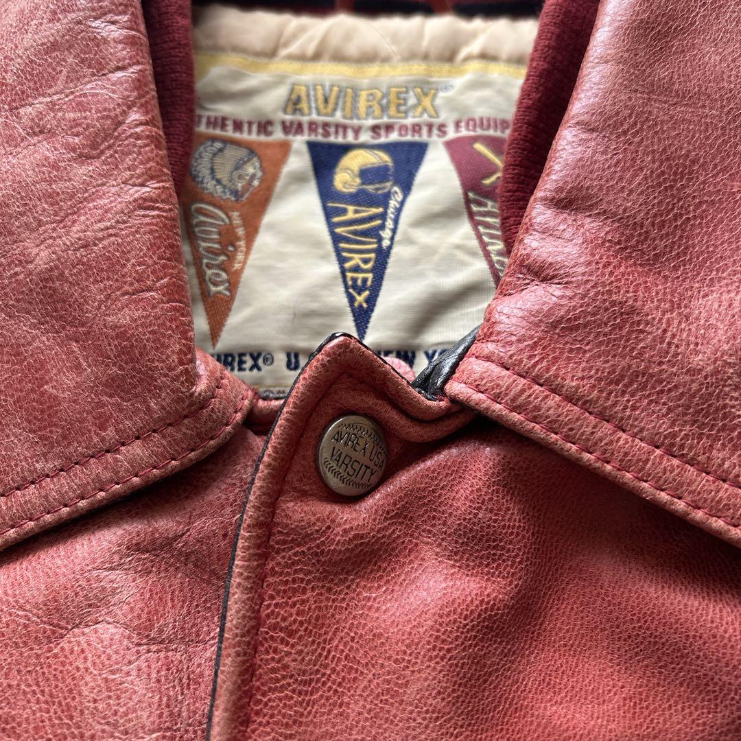 超希少✨avirex スタジャン　山羊革　オールレザー　NEWARK