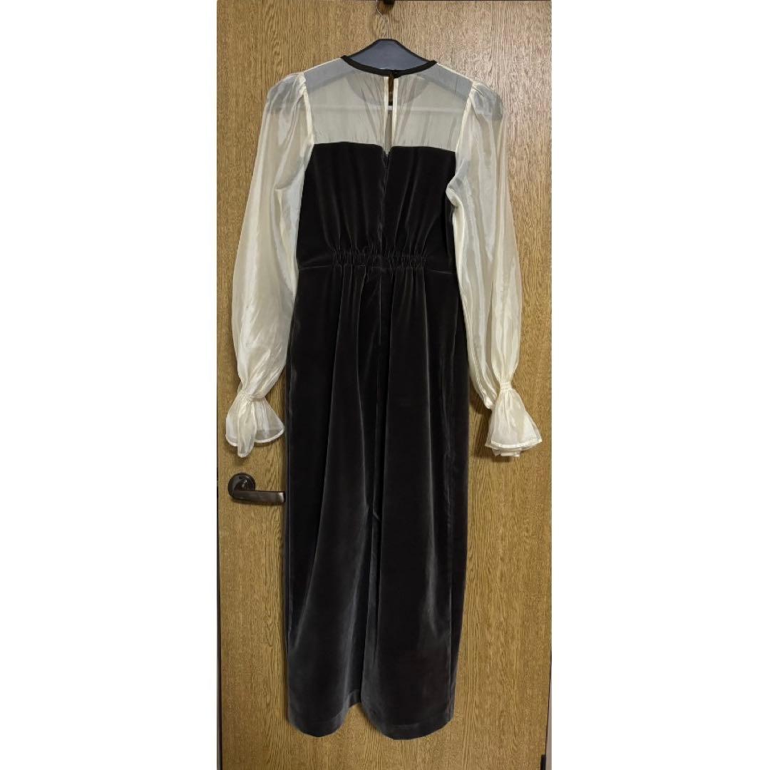 CHICO オケージョン 配色シアーリボンベロアワンピース