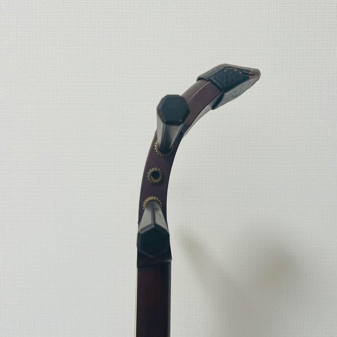 【市松文様✨】三味線 細棹 紫檀 正寸98cm 丸打胴 布ケース付き