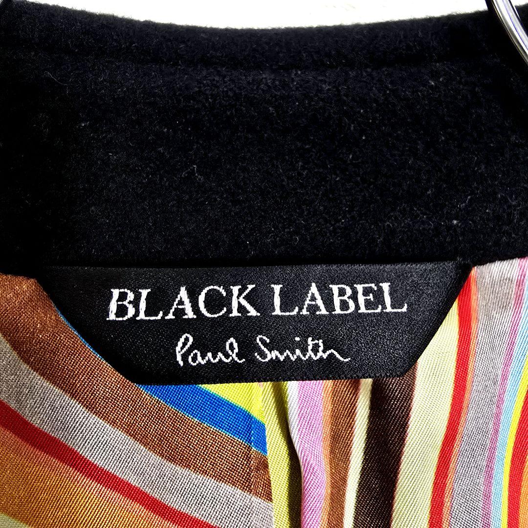 ポールスミス ブラックレーベル ロングコート マルチストライプ Aラインアンゴラ