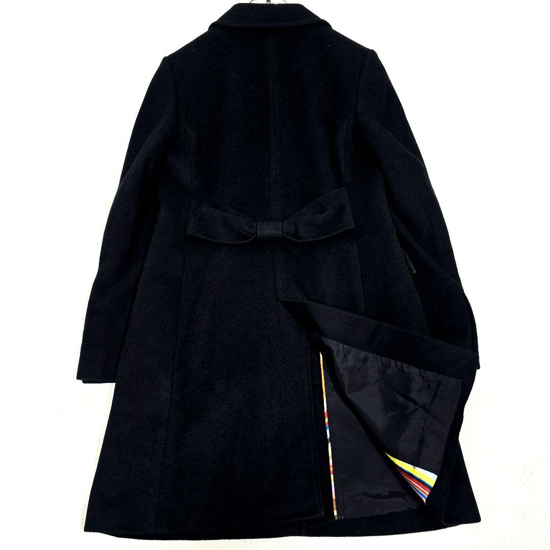 ポールスミス ブラックレーベル ロングコート マルチストライプ Aラインアンゴラ