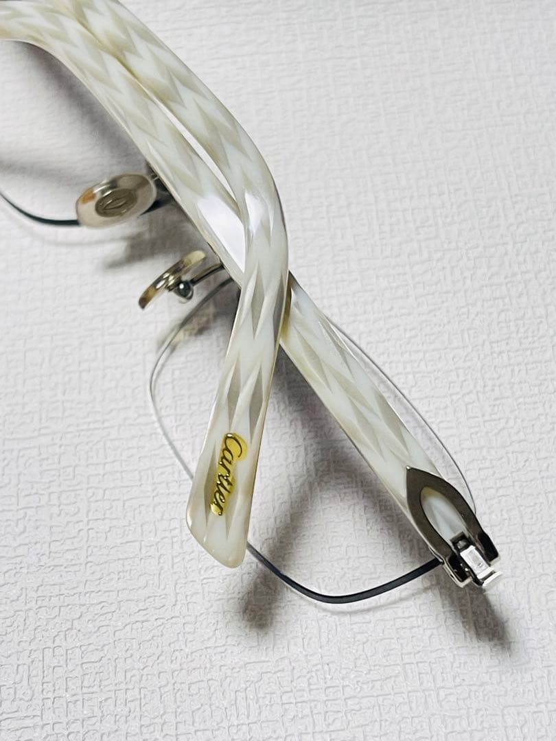 美品 Cartier カルティエ メガネ - 135 シルバー 度入り 大理石調