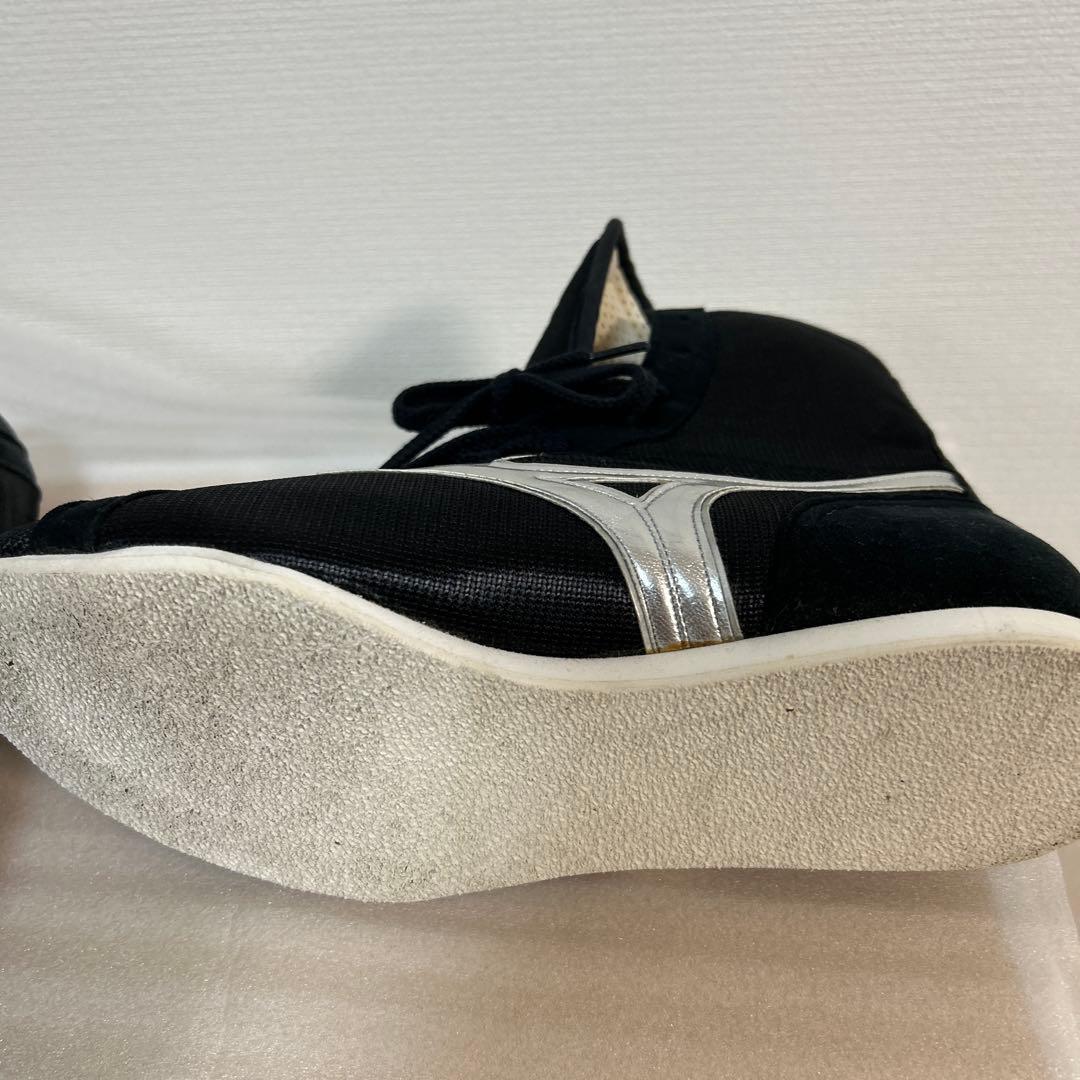 美品！　ミズノボクシングシューズ ブラック/シルバー　25.5cm