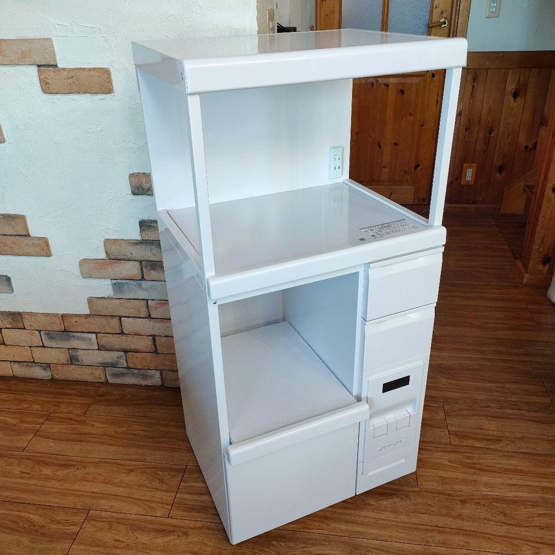 美品 MK精工 米びつ付きレンジ台 SK-11757 ホワイト 米びつ エムケー