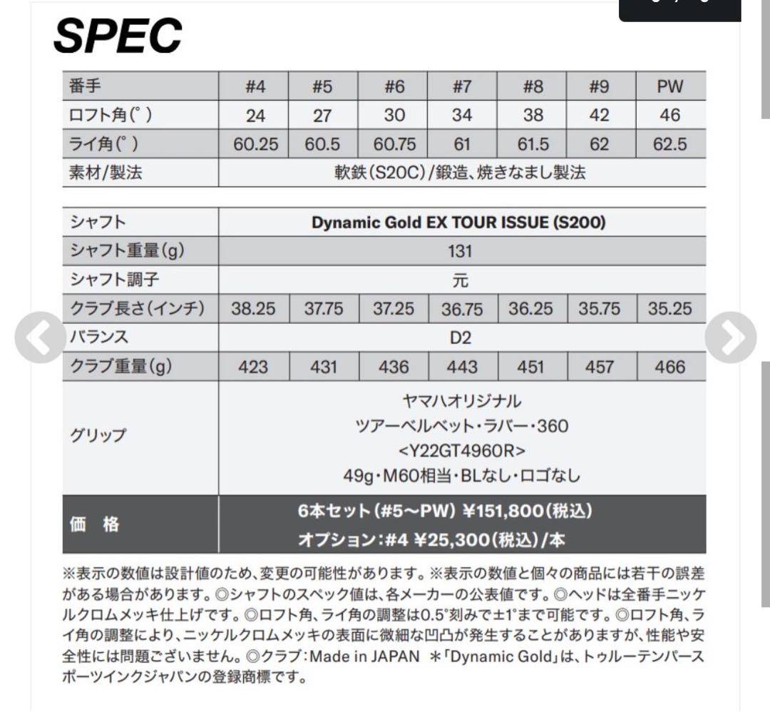 ヤマハアイアンセットRMX VD TOURMODEL(2022年モデル)