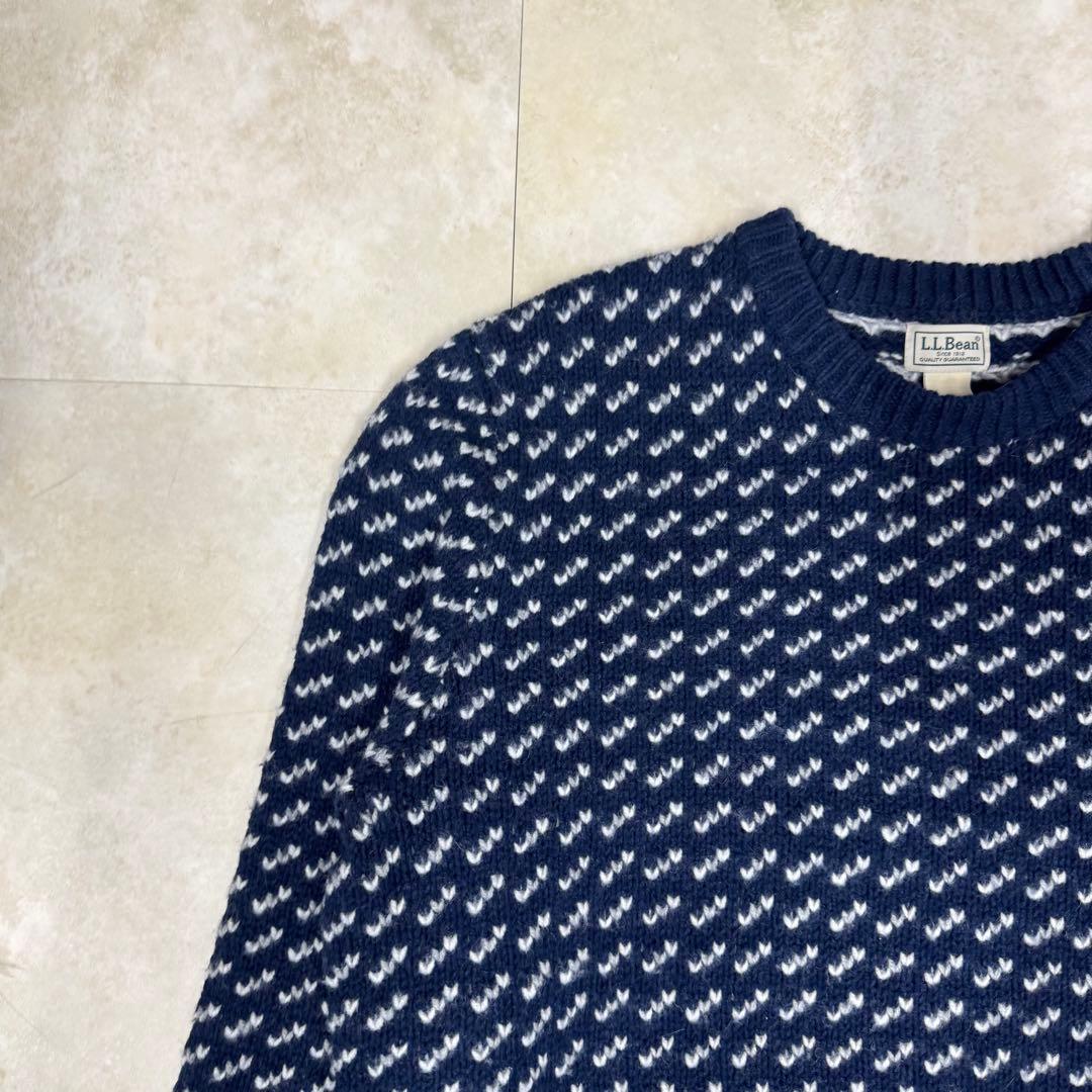 L.L.Bean バーズアイ ニット セーター ウール ネイビー XL