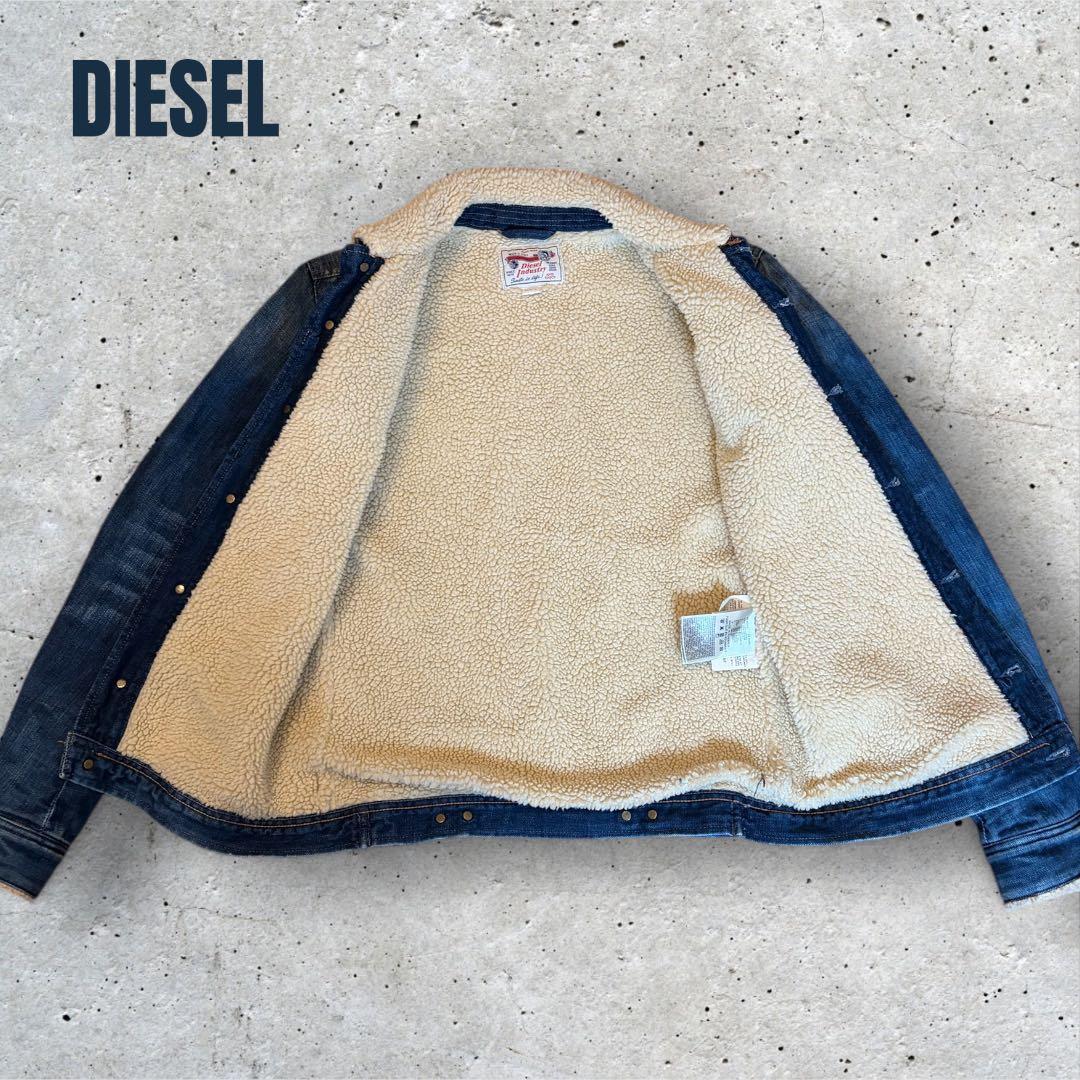 人気 冬物 DIESEL 裏ボアデニムジャケット S メンズ ボア襟 防寒