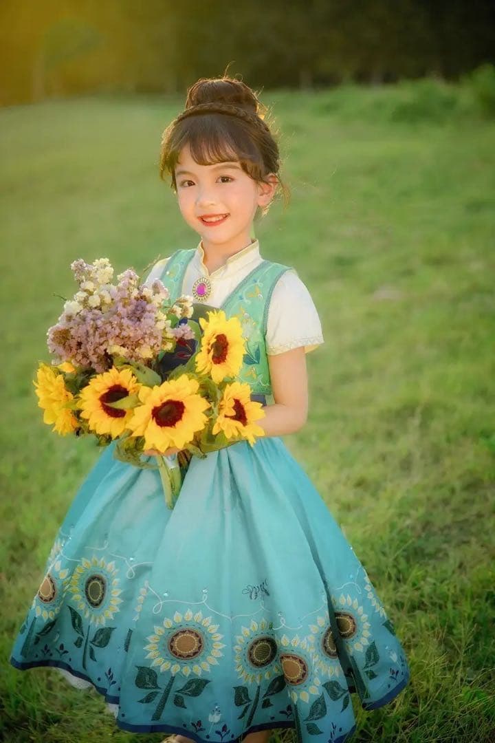 アナ雪　誕生日アナなりきりセット　向日葵ドレス　120サイズ　新品未使用未試着