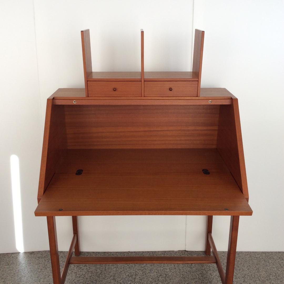 ライティングビューロー W90 マグネット式扉 引出し2ヵ所 ブラウン系