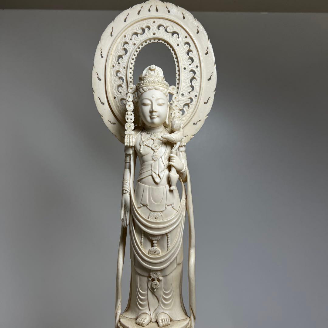 極上観音像　高さ約40㎝/1099g 東Y7-1211☆2Fトルニ
