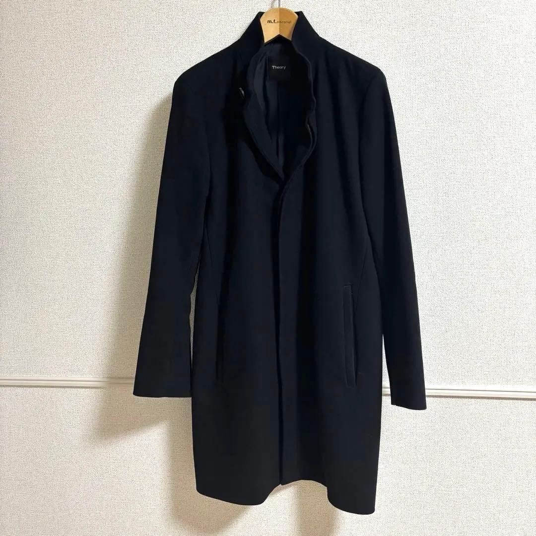 アグル様】【Theory】スタンドカラー コート ブラック ウール カシミヤ混