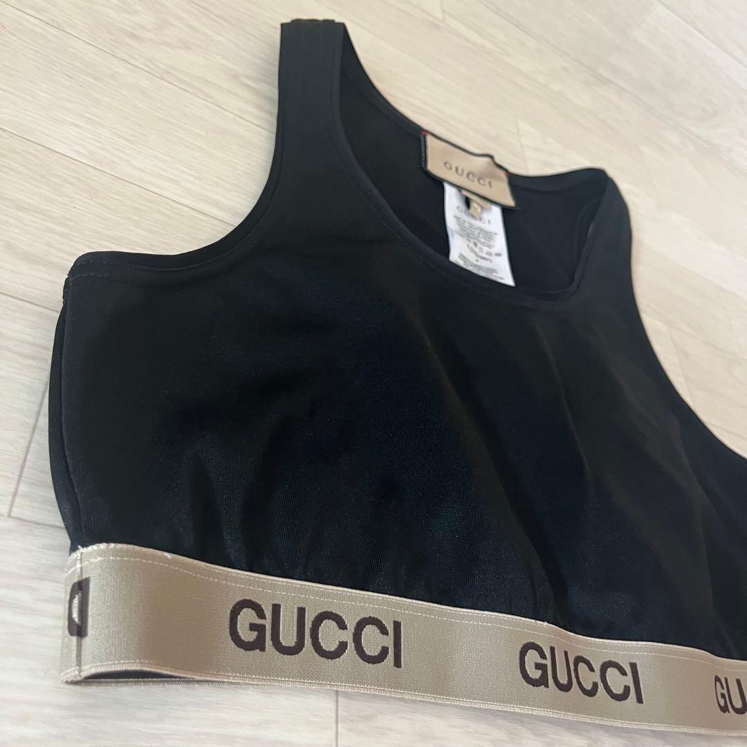 美品 GUCCI ×ノースフェイス スリーブレストップ Lサイズ レディース 黒