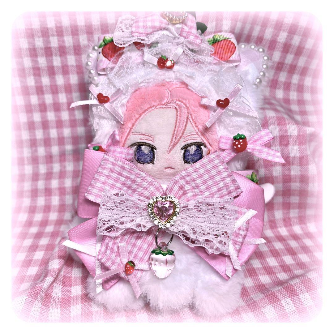 ぬい服 猫耳 おすわり 10〜12cm ピンク 苺メイド ハンドメイド - メルカリ