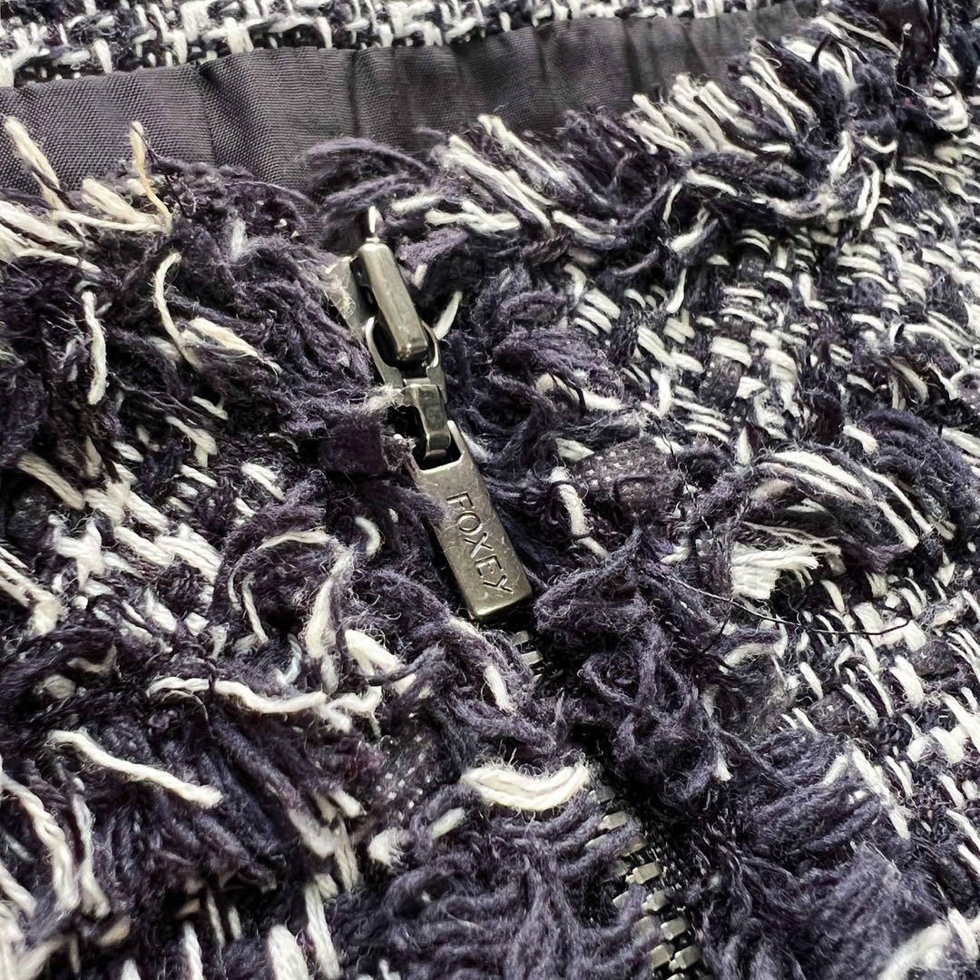 フォクシー 定価13万 ツイードワンピース フロントジップ 38