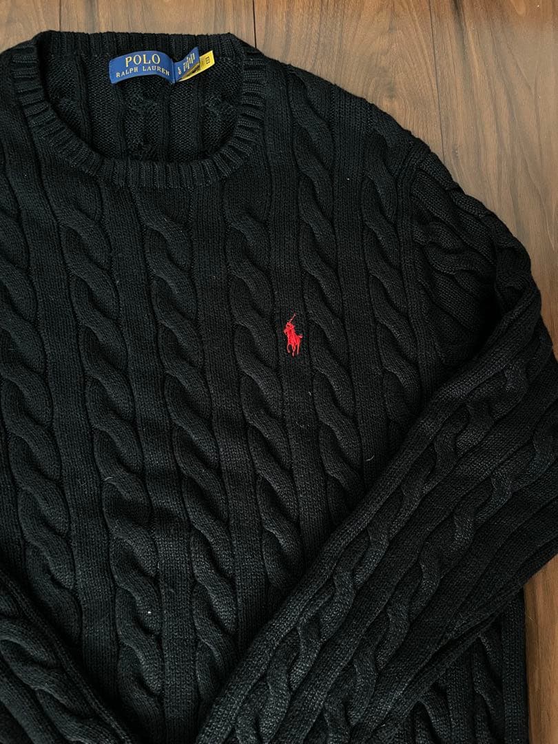 ［極美品］ポロラルフローレン ケーブルニット セーター ブラック