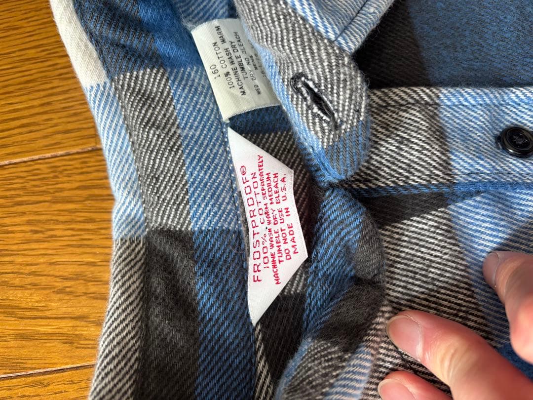 FROSTPROOF 青黒白 チェック ネルシャツ Lサイズ 80s