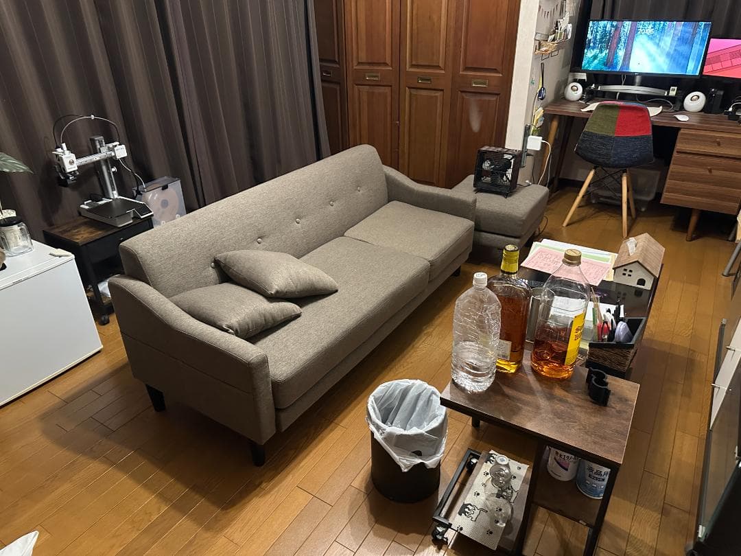 ソファ 3人掛け カウチソファ CCS-3S ライトブラウン