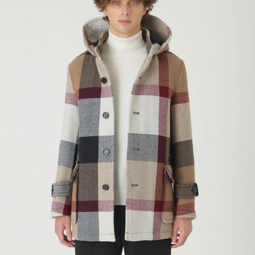 MORGANTI クレストブリッジチェックフーデッドコート blue label