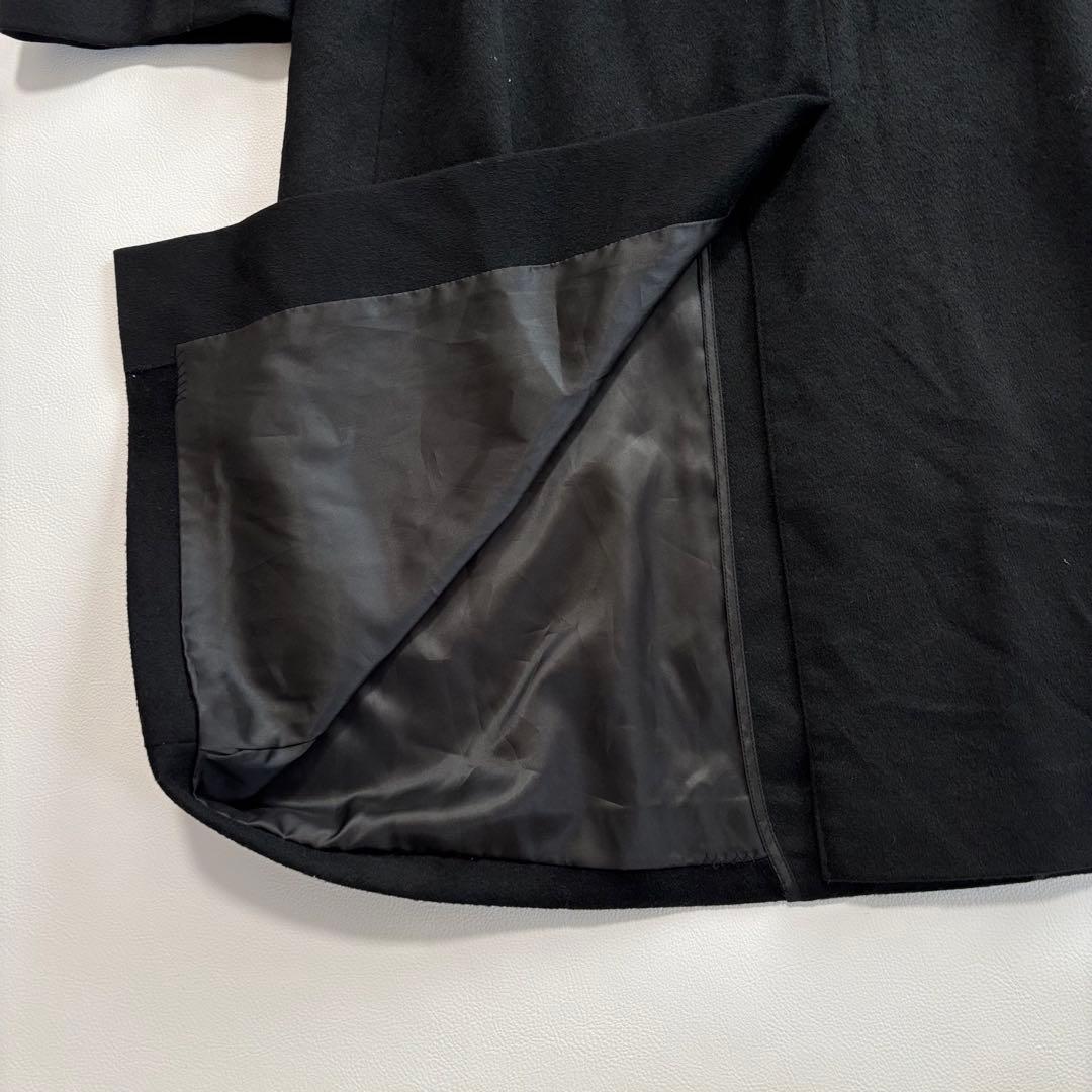 ピュアカシミヤ100%[着丈118cm XLサイズ]ステンカラーコート ブラック