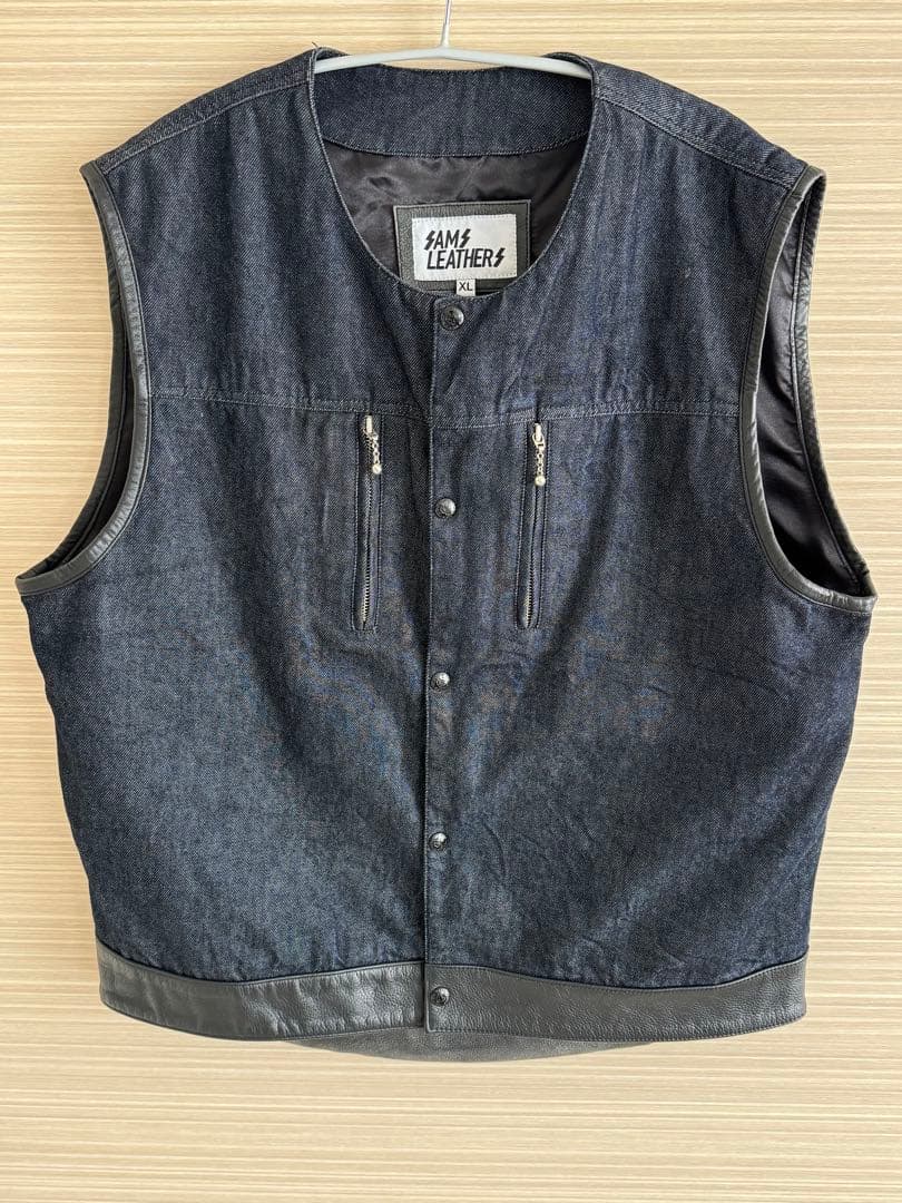 sams サムズ デニムベスト レザー切替 長瀬智也 野村周平 - メルカリ
