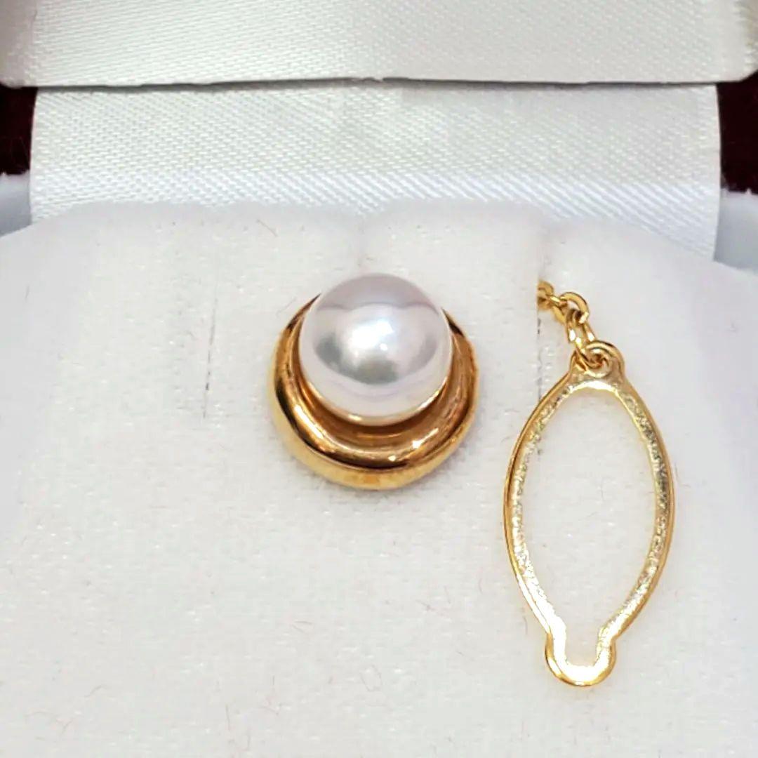 K18 あこや本真珠　8.2mm珠　タイピン　ラペルピン　タイタック