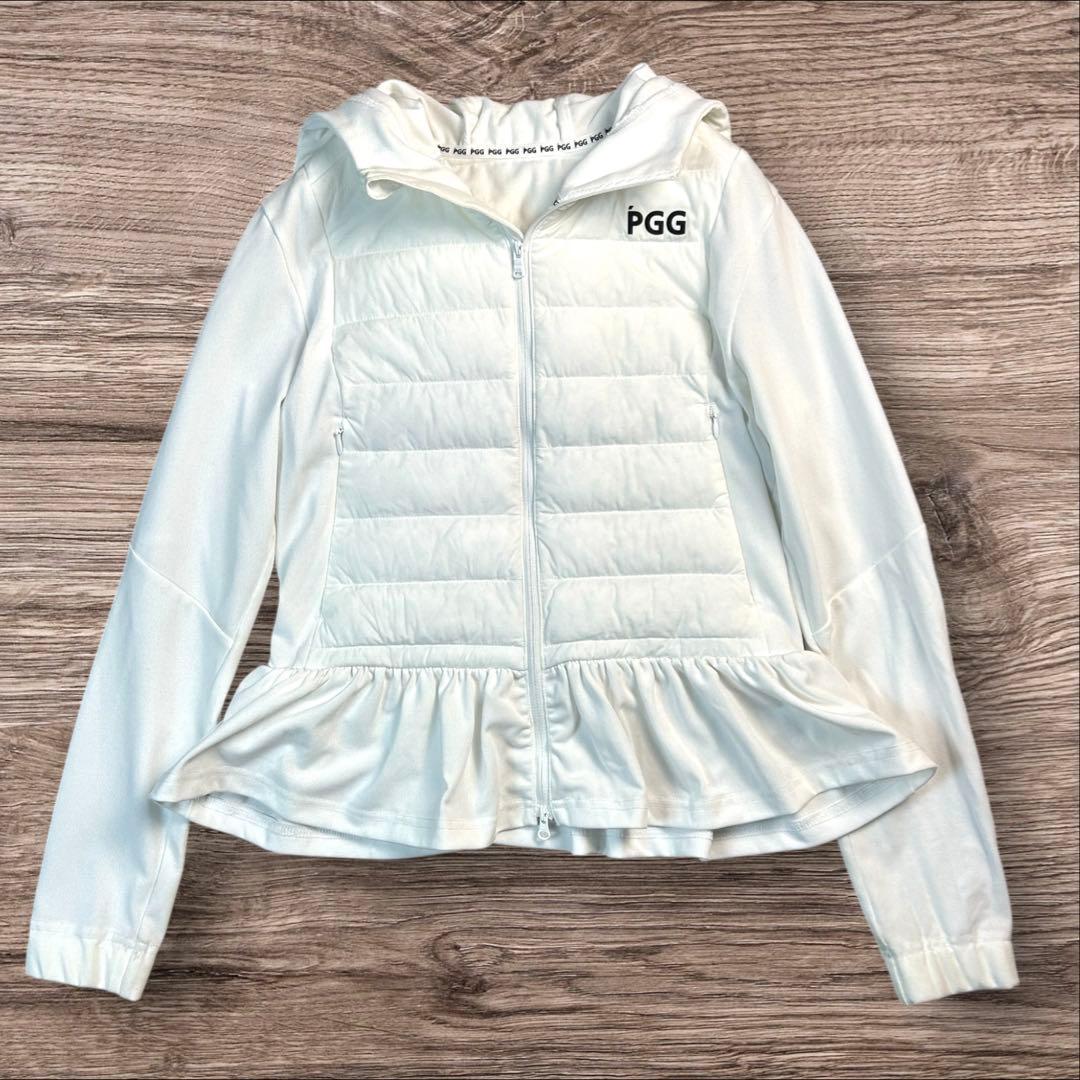 【極美品】PGG パーリーゲイツ ハイブリッド 中綿フーディ ジャケット 白 0
