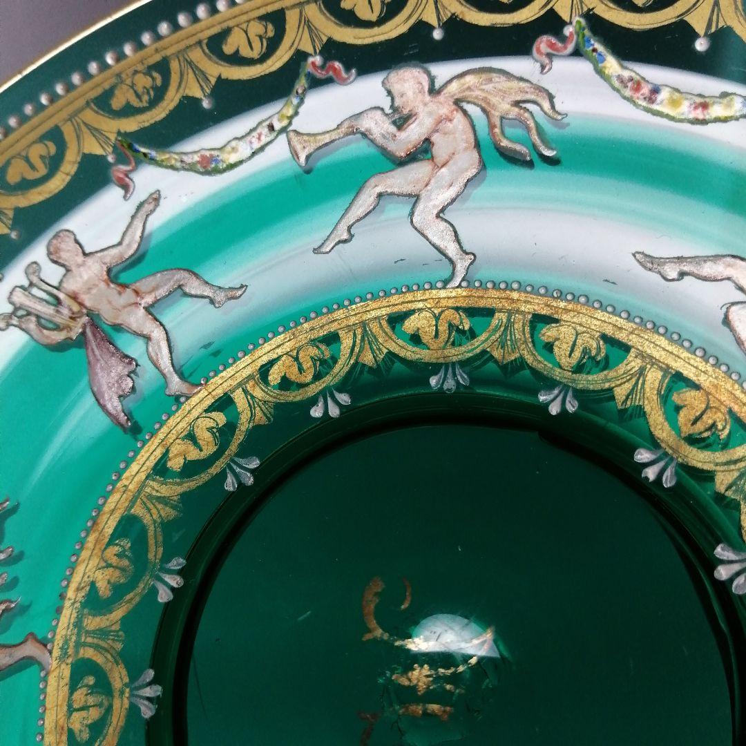 イタリア　ベネチアングラス　ヴェネツィア　ムラノ　エナメル彩　金彩　皿　ボウル