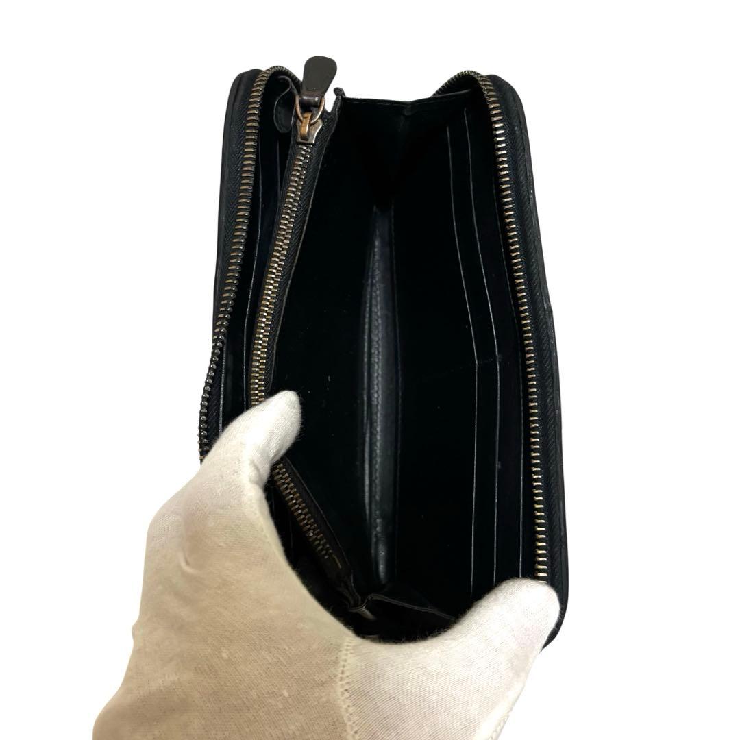 ボッテガヴェネタ　長財布　ブラック　イントレチャート　ラウンドファスナー　保護袋