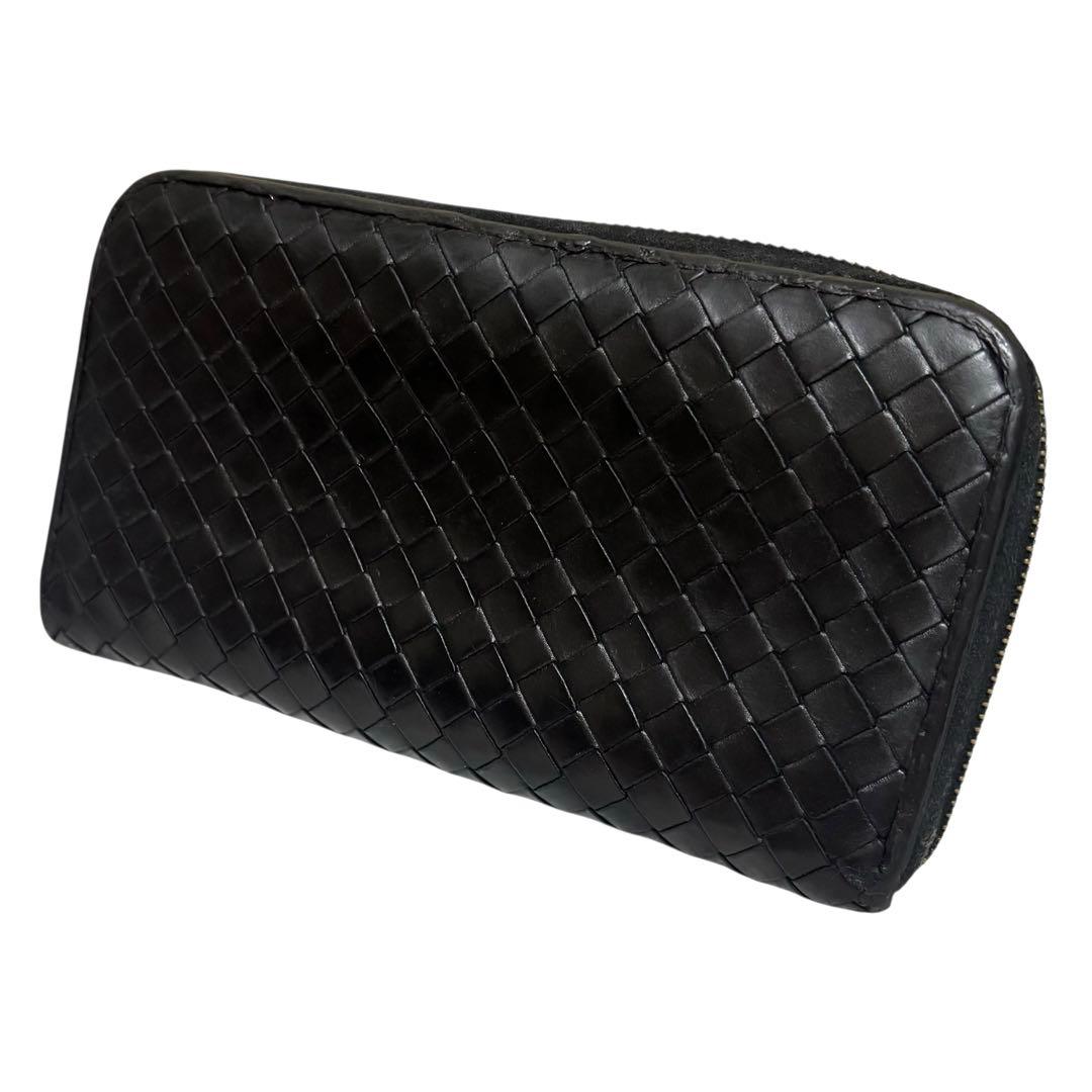 ボッテガヴェネタ　長財布　ブラック　イントレチャート　ラウンドファスナー　保護袋