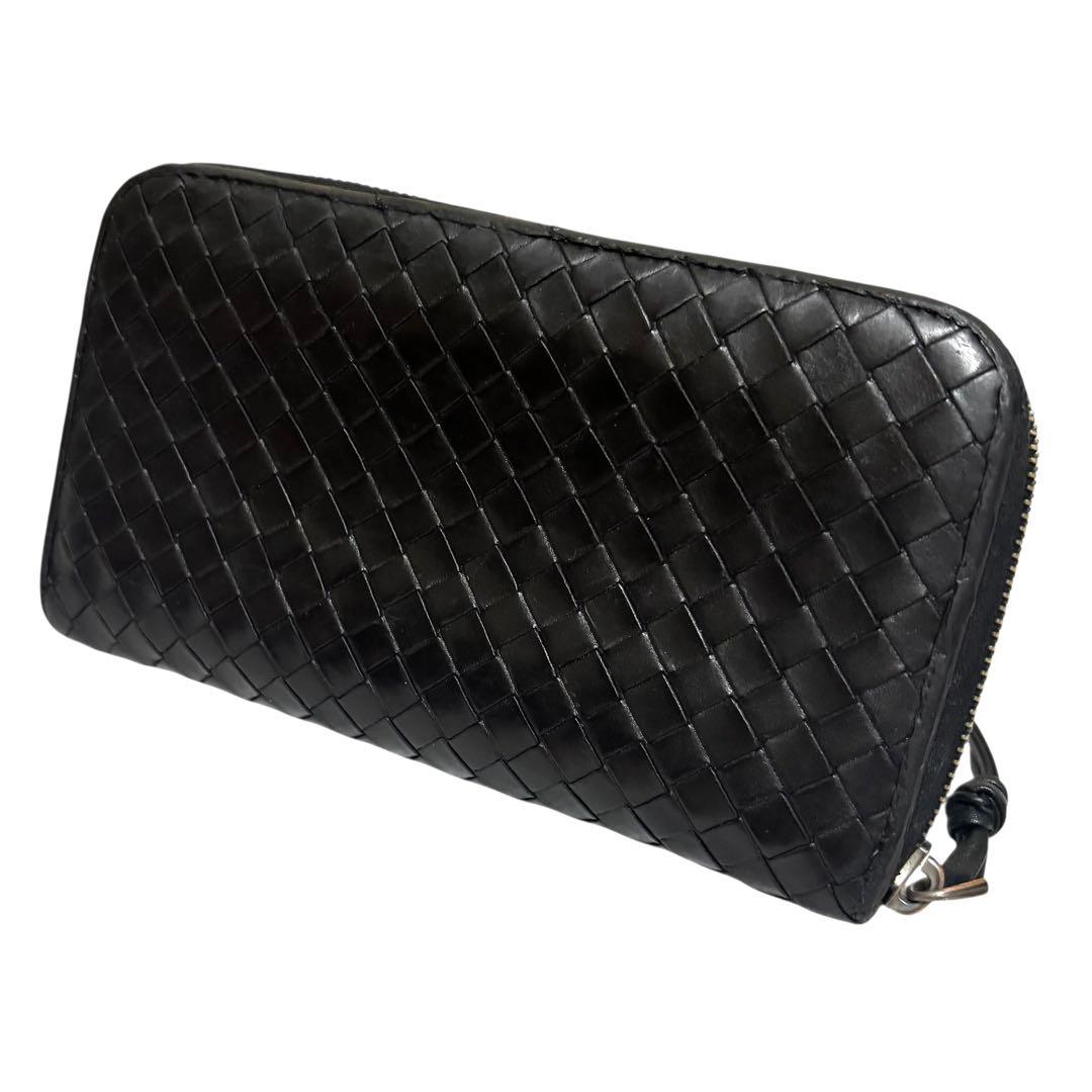 ボッテガヴェネタ　長財布　ブラック　イントレチャート　ラウンドファスナー　保護袋