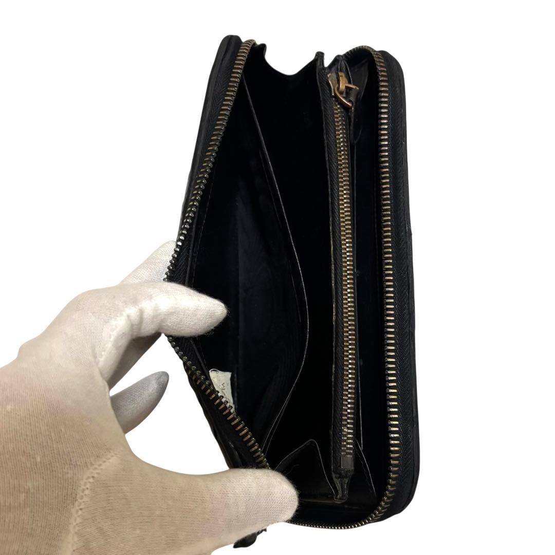 ボッテガヴェネタ　長財布　ブラック　イントレチャート　ラウンドファスナー　保護袋