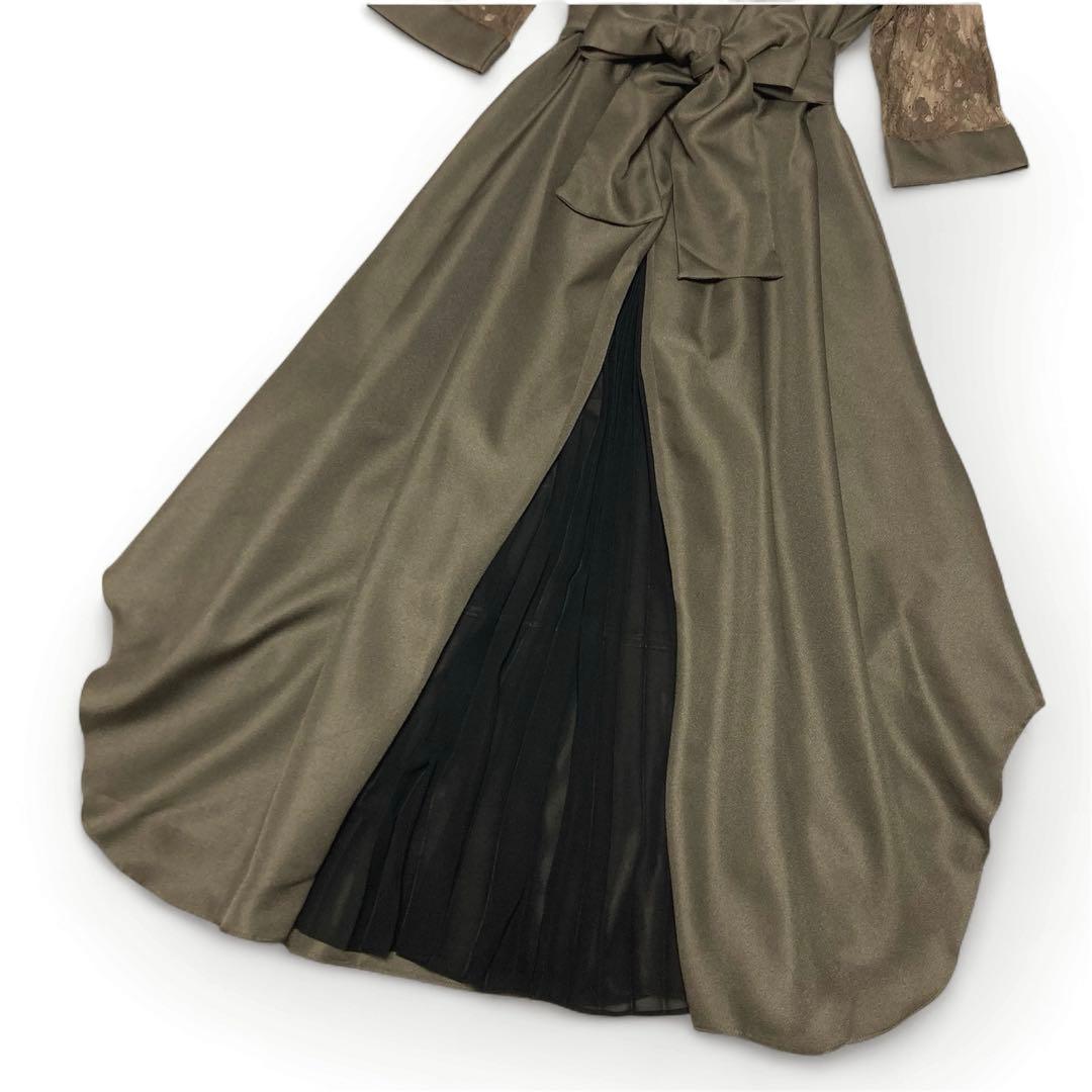 新品未使用✨POUR VOUS パーティーリボンドレス レーススリーブ カーキM